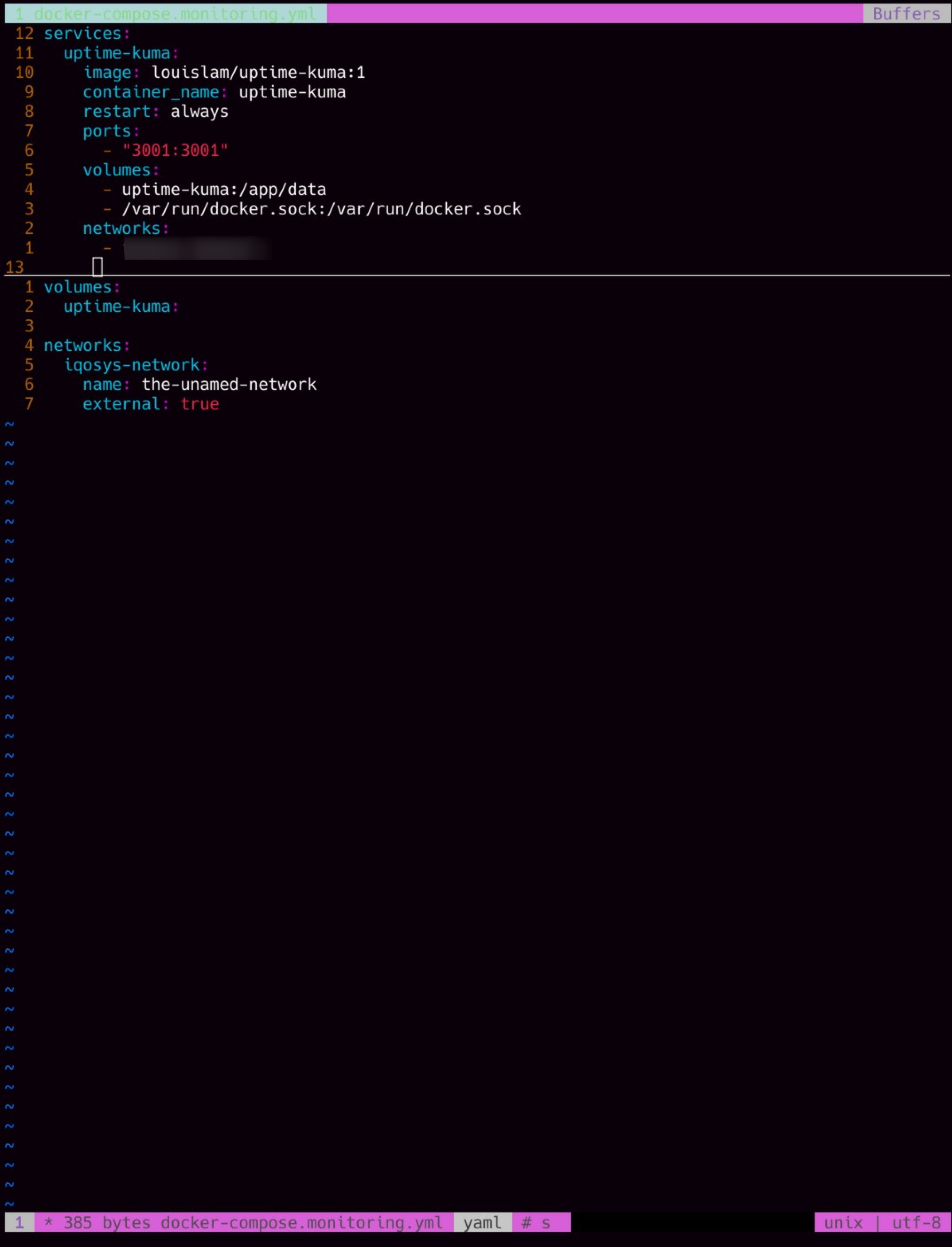 Capture d'écran d'une config